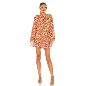Show Me Your Mumu Larissa Dress Large Pretty Poppy Floral Mini Peach Yellow
